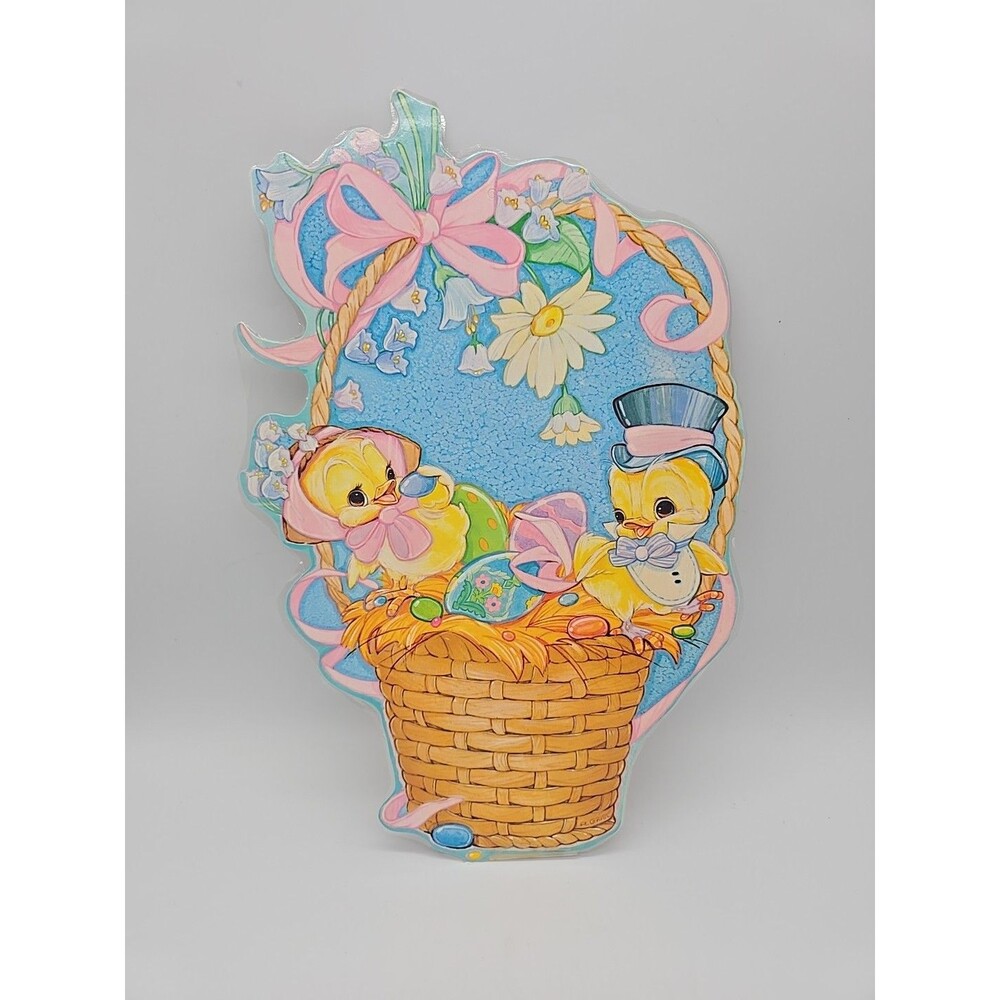 Vintage R Grist Easter Basket & Chicks Theme Die Cut Large Laminated